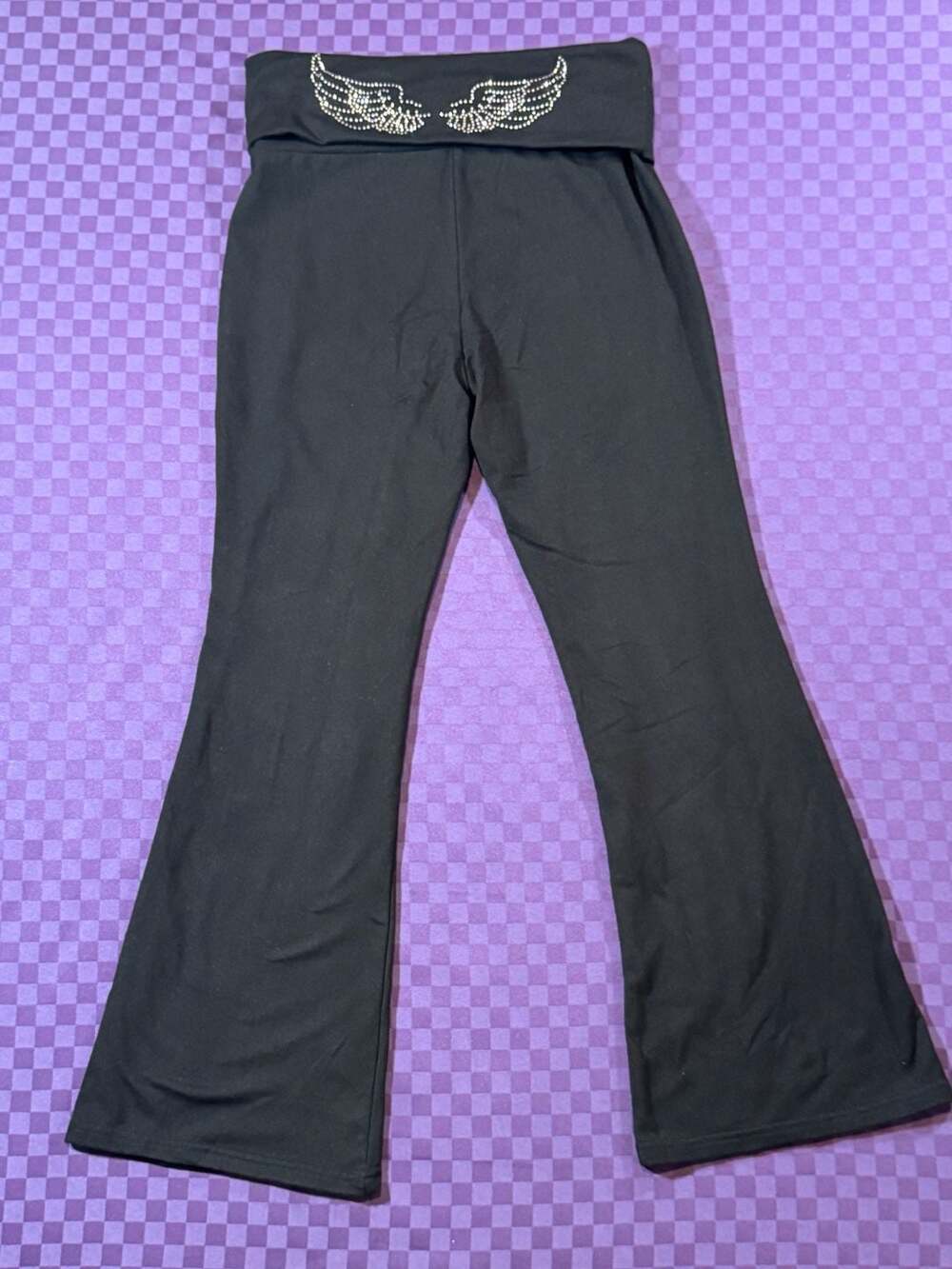 Young & Chic women's black flare yoga pants, size Small High Waisted Bootcut